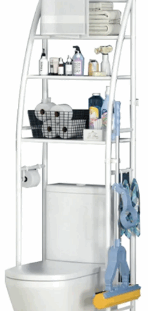 Estante Organizador De Baño Curvo 3 Niveles + Portatoallas Blanco