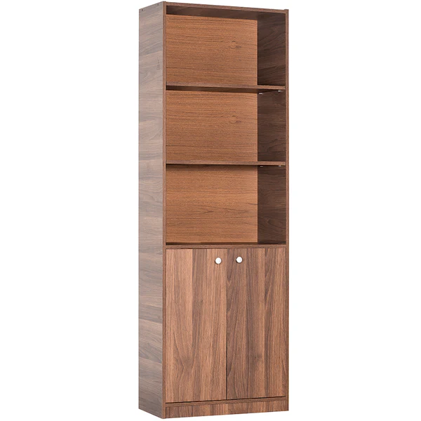 Estante 5 Niveles con Puertas Nogal/Carvalo