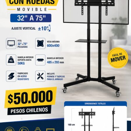 WhatsApp Image 2026-08-03 at 09.37.03 Soporte Tv Con Ruedas 32 A 75 Movible
